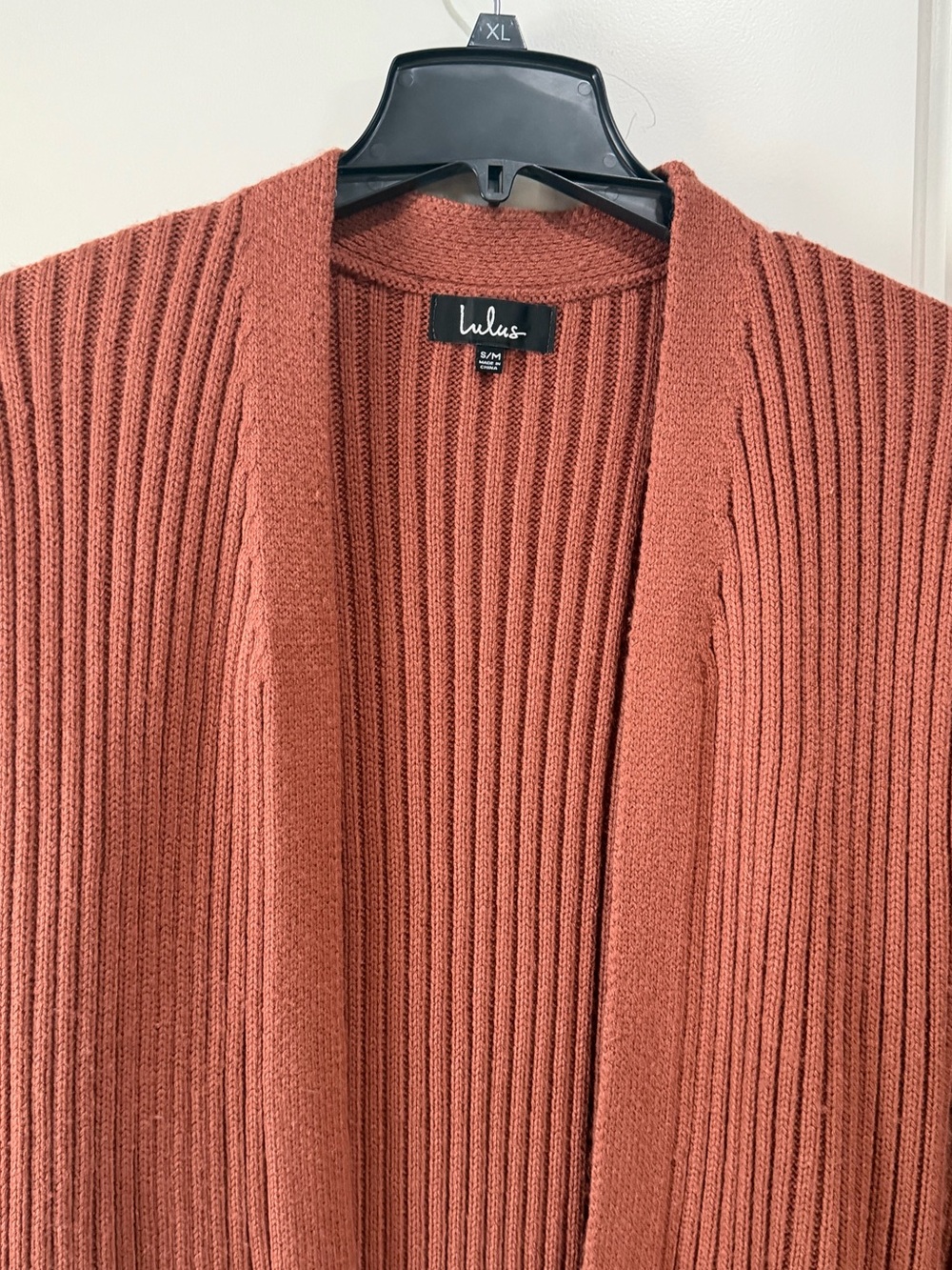 Lulu's Rust Ribbed Long Open-Front Cardigan - Picture 5 of 10